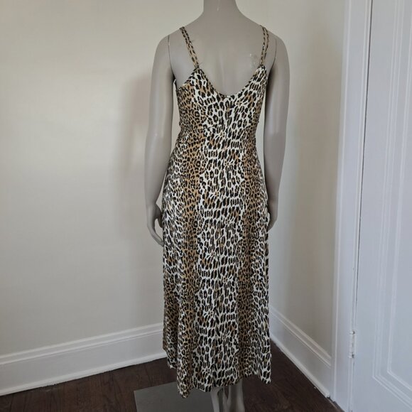 Frederick's Of Hollywood Size M Vintage Leopard Slip Dress Gown Sheer w/ Slit - Picture 9 of 16